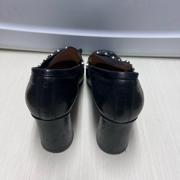 Black Leather Heeled Loafer - Picture 3 of 5